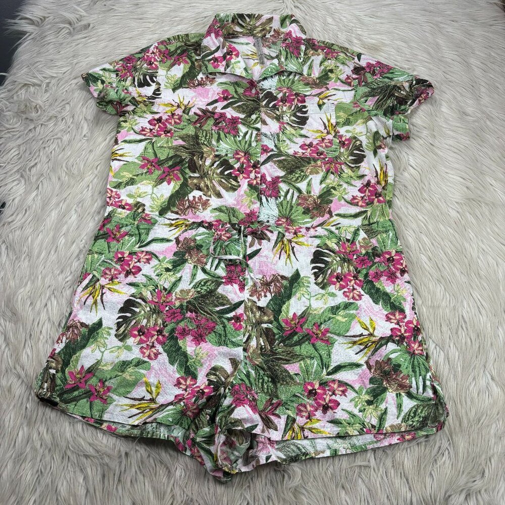 Victoria's‎ Secret Tropical Floral Linen Blend Romper